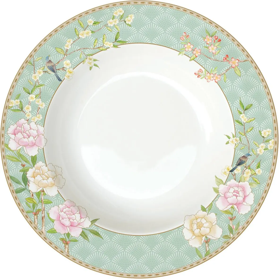 Easy Life Assiette Creuse Ø 22,5 cm En Bone China PaLACE GARDEN AQUA> Services De Table En Porcelaine