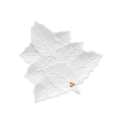 Easy Life Assiette en porcelaine de 22×22 cm HOLLY & BERRIES WHITE> Noël|Holly & Berries