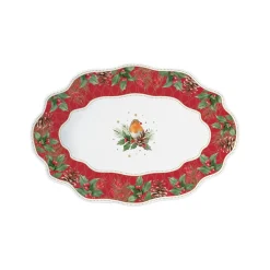Easy Life Assiette ovale rouge-gorge CHRISTMAS BERRIES> Noël|Services De Table En Porcelaine​