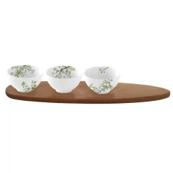 Easy Life Ensemble apéritif avec 3 bols et plateau en acacia NATURA> Nature|Services De Table En Porcelaine​