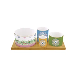 Easy Life Ensemble apéritif avec 4 bols et un plateau SPRING PARADE> Romantique|Services De Table En Porcelaine​