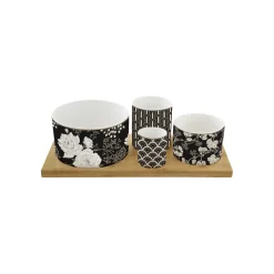 Easy Life Ensemble apéritif avec 4 bols et plateau en bambou ART DECO & FLOWERS> Coffret Cadeau|Services De Table En Porcelaine​