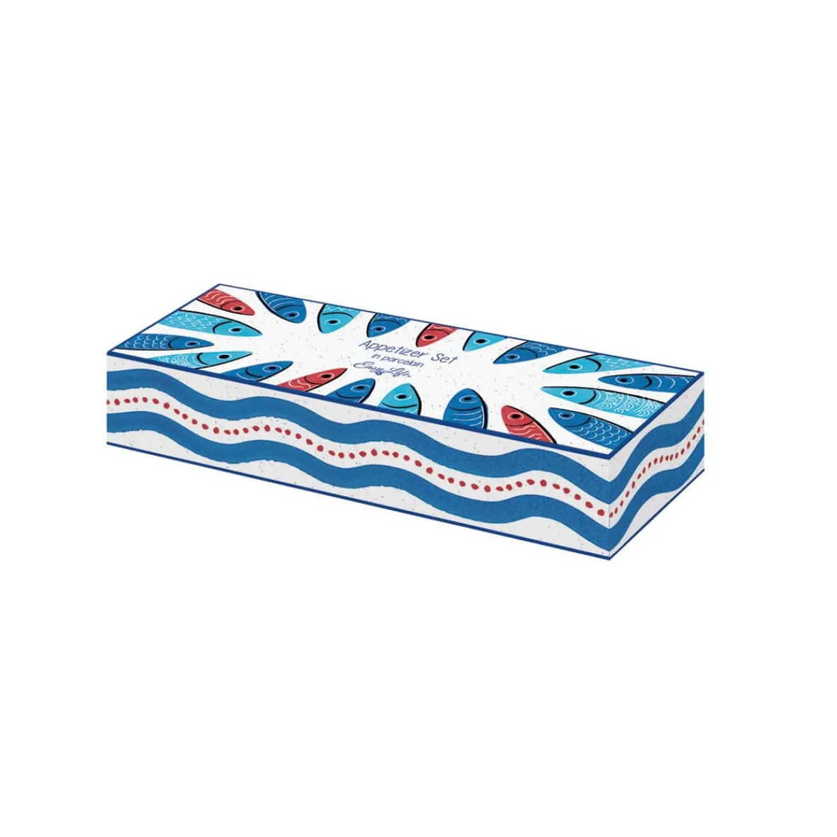 Easy Life Ensemble apéritif avec 3 bols en porcelaine et plateau en bambou SARDINE’S PARTY> Maritime|Services De Table En Porcelaine