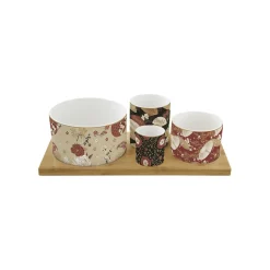 Easy Life Ensemble apéritif avec 4 bols et plateau en bambou KIMONO> Coffret Cadeau|Services De Table En Porcelaine​