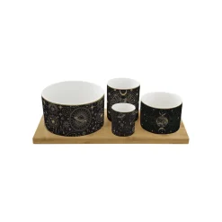 Easy Life Ensemble apéritif en bambou avec 4 bols en porcelaine, dans une boîte cadeau CELESTIAL> Coffret Cadeau|Services De Table En Porcelaine​