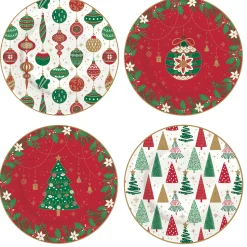 Easy Life Ensemble de 4 assiettes à dessert JINGLE BELLS> Services De Table En Porcelaine|Jingle Bells