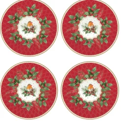 Easy Life Ensemble de 4 assiettes à dessert CHRISTMAS BERRIES> Services De Table En Porcelaine​|Christmas Berries