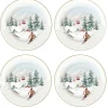 Easy Life Ensemble de 4 assiettes à dessert CHALET> Noël|Services De Table En Porcelaine​