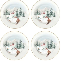 Easy Life Ensemble de 4 assiettes à dessert CHALET> Noël|Services De Table En Porcelaine​