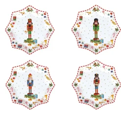 Easy Life Ensemble de 4 assiettes àdessert Vintage NUTCRACKER> Noël|Services De Table En Porcelaine