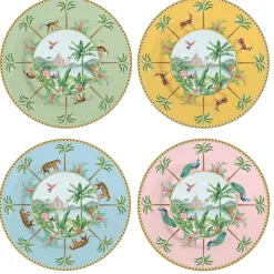 Easy Life Ensemble de 4 assiettes àdessert PARADIS SAUVAGE> Ethnique|Services De Table En Porcelaine