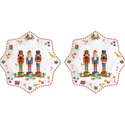 Easy Life Ensemble de 2 assiettes àdessert Vintage NUTCRACKER> Noël|Services De Table En Porcelaine​