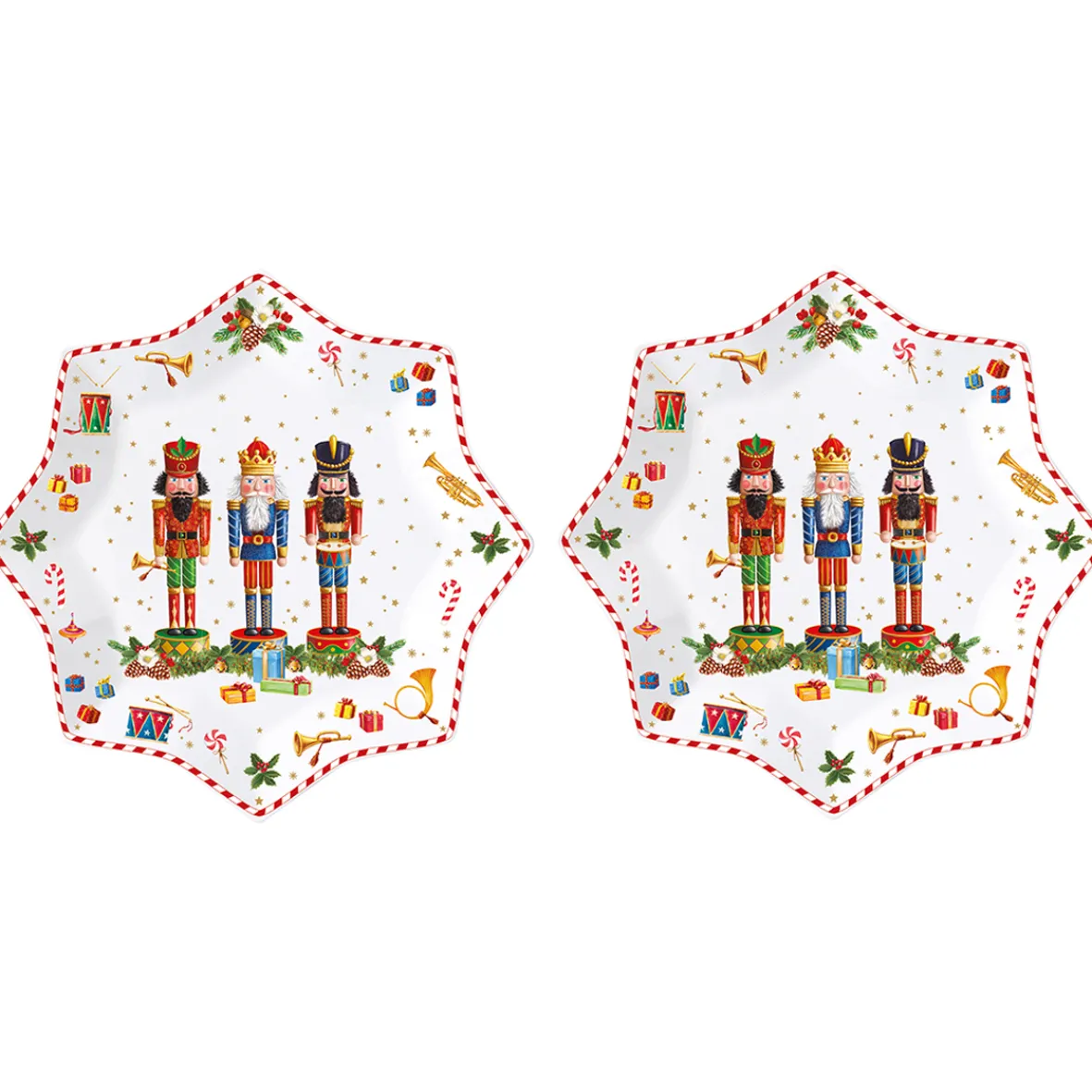 Easy Life Ensemble de 2 assiettes àdessert Vintage NUTCRACKER> Noël|Services De Table En Porcelaine