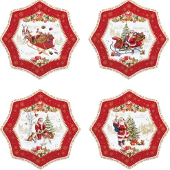 Easy Life Ensemble de 4 assiettes àdessert Ø 16 cm en porcelaine CHRISTMAS MEMORIES> Noël|Services De Table En Porcelaine