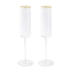 Easy Life Ensemble de 2 flûtes avec fil d’or FESTIVE> Services De Table En Porcelaine​|Festive