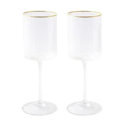 Easy Life Ensemble de 2 gobelets à vin avec fil d’or FESTIVE> Services De Table En Porcelaine​|Festive
