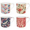Easy Life Ensemble de 4 mugs de 300 ml en porcelaine fine china OKINAWA> Coffret Cadeau|Petit Dejeuner