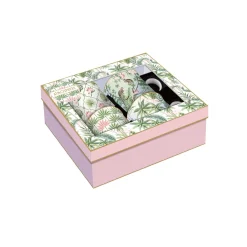 Easy Life Ensemble de 4 mugs en porcelaine fine china de 300 mlWild TROPICAL> Coffret Cadeau|Petit Dejeuner