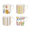 Easy Life Ensemble de 4 mugs en porcelaine fine China TUTTI FRUTTI> Coffret Cadeau|Petit Dejeuner