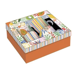 Easy Life Ensemble de 4 mugs en porcelaine fine China TUTTI FRUTTI> Coffret Cadeau|Petit Dejeuner