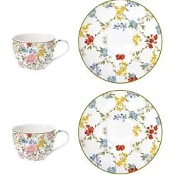 Easy Life Ensemble de 2 petites tasses à café avec soucoupes GARDEN DREAMS><noscript><img width=