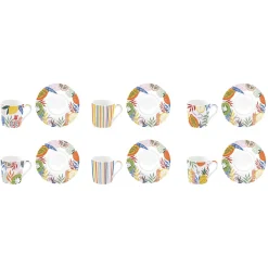 Easy Life Ensemble de 6 petites tasses à espresso avec soucoupes TUTTI FRUTTI> Coffret Cadeau|Petit Dejeuner