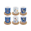 Easy Life Ensemble de 6 petites tasses à espresso avec soucoupes en bambou AQUARIUM> Coffret Cadeau|Petit Dejeuner