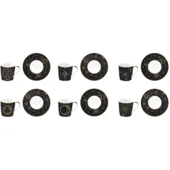 Easy Life Ensemble de 6 petites tasses à espresso de 100 ml avec soucoupes, dans une boîte cadeau CELESTIAL> Coffret Cadeau|Petit Dejeuner