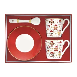 Easy Life Ensemble de 2 petites tasses à espresso avec soucoupes et cuillères CHRISTMAS FRIENDS DOGS><noscript><img width=
