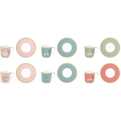 Easy Life Ensemble de 6 petites tasses à espresso de 100 ml avec soucoupes JARDIN DE REVES><noscript><img width=