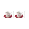 Easy Life Ensemble de 2 petites tasses à espresso avec soucoupes et cuillères CHRISTMAS FRIENDS CATS> Noël|Petit Dejeuner