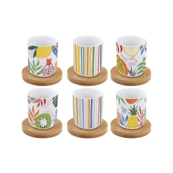 Easy Life Ensemble de 6 petits verres à café avec soucoupes TUTTI FRUTTI> Coffret Cadeau|Petit Dejeuner