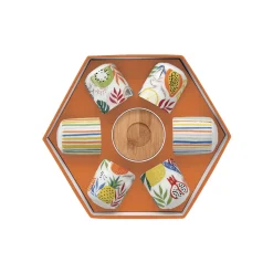 Easy Life Ensemble de 6 petits verres à café avec soucoupes TUTTI FRUTTI> Coffret Cadeau|Petit Dejeuner