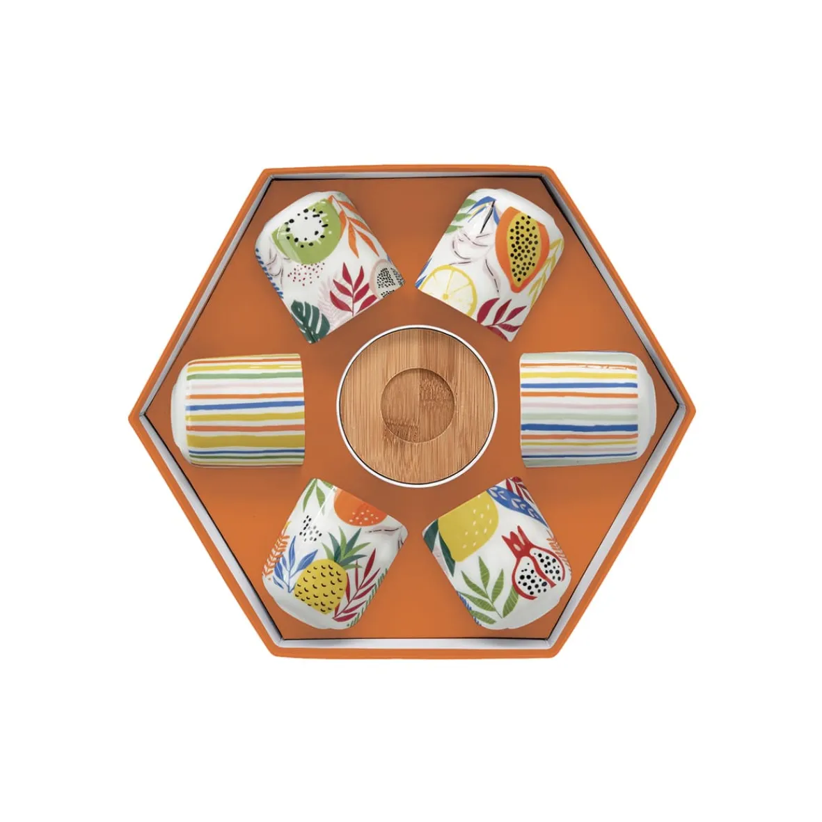 Easy Life Ensemble de 6 petits verres à café avec soucoupes TUTTI FRUTTI> Coffret Cadeau|Petit Dejeuner