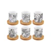 Easy Life Ensemble de 6 petits verres à café de 110 ml en porcelaine avec soucoupes RETRO JUNGLE> Coffret Cadeau|Moderne