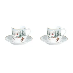 Easy Life Ensemble de 2 tasses à café avec soucoupe CHALET> Noël|Petit Dejeuner