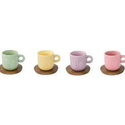 Easy Life Ensemble de 4 tasses à café avec soucoupe TAKE A LOOP ASS.6> Quotidienne|Petit Dejeuner