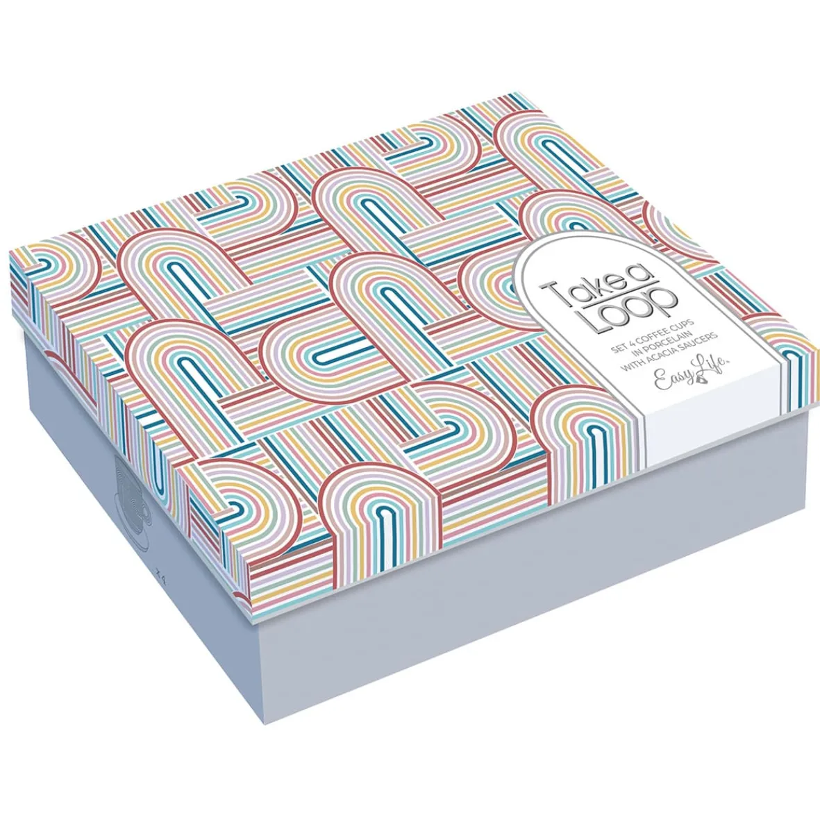 Easy Life Ensemble de 4 tasses à café avec soucoupe TAKE A LOOP ASS.6> Quotidienne|Petit Dejeuner