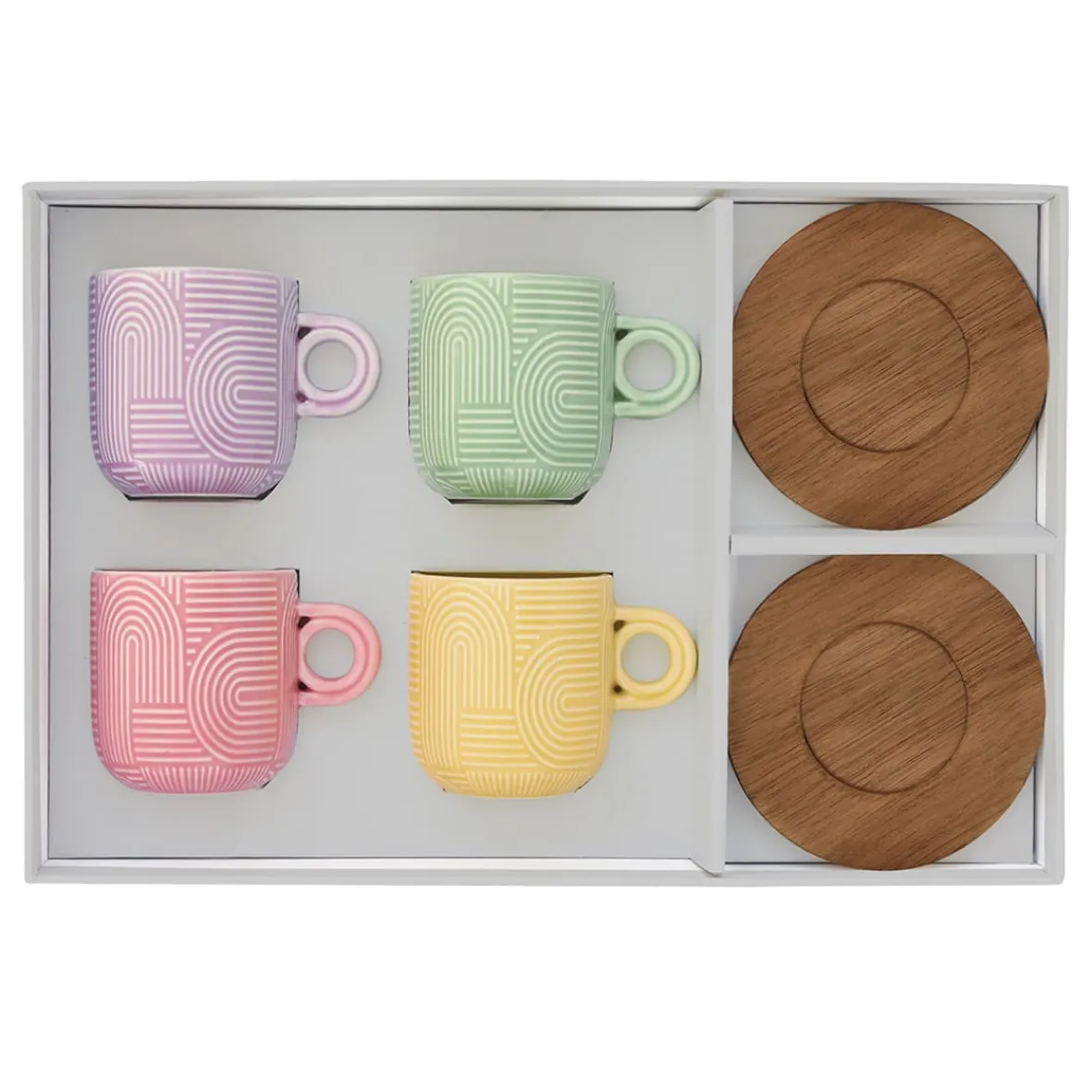 Easy Life Ensemble de 4 tasses à café avec soucoupe TAKE A LOOP ASS.6> Quotidienne|Petit Dejeuner