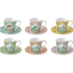 Easy Life Ensemble de 6 tasses à café avec soucoupes PARADIS SAUVAGE> Ethnique|Petit Dejeuner
