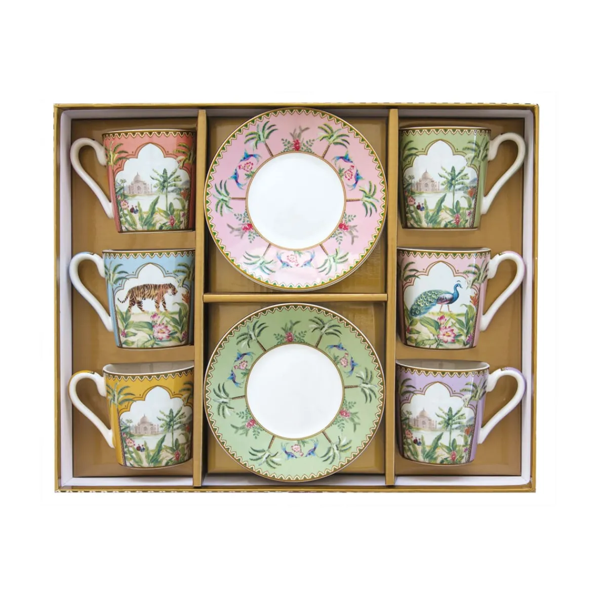 Easy Life Ensemble de 6 tasses à café avec soucoupes PARADIS SAUVAGE> Ethnique|Petit Dejeuner