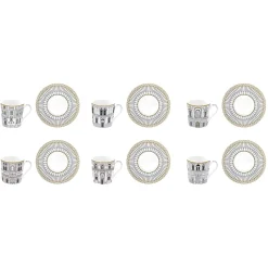 Easy Life Ensemble de 6 tasses à café avec soucoupes PALAZZO> Ethnique|Petit Dejeuner