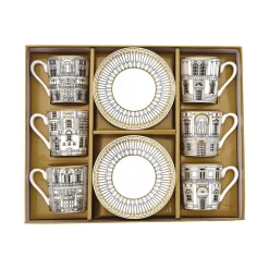 Easy Life Ensemble de 6 tasses à café avec soucoupes PALAZZO> Ethnique|Petit Dejeuner
