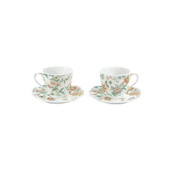 Easy Life Ensemble de 2 tasses à café avec soucoupes en porcelaine, 80 ml ZEN GARDEN WHITE> Romantique|Petit Dejeuner