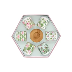 Easy Life Ensemble de 6 tasses à espresso de 110 ml avec soucoupes en bambou Wild TROPICAL><noscript><img width=