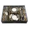 Easy Life Ensemble de 6 tasses à espresso avec soucoupes ART DECO & FLOWERS> Coffret Cadeau|Petit Dejeuner