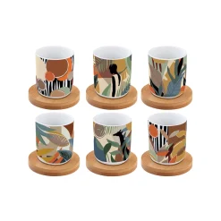 Easy Life Ensemble de 6 tasses à espresso de 100 ml avec soucoupes KILIMANJARO> Coffret Cadeau|Petit Dejeuner