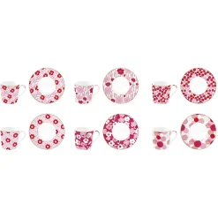 Easy Life Ensemble de 6 tasses à espresso avec soucoupes , 110 ml FLOWER POWER PINK><noscript><img width=