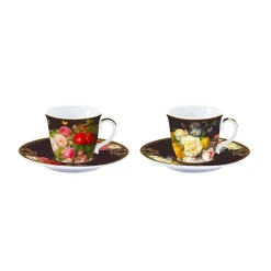 Easy Life Ensemble de 2 tasses à espresso avec soucoupes VICTORIAN GARDEN> Nature|Petit Dejeuner