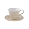 Easy Life Ensemble de 6 tasses à petit-déjeuner de 400 ml avec soucoupes en porcelaine BEIGE> Moderne|Petit Dejeuner